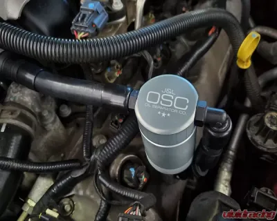 J&L Driver Side Oil Separator 3.0 V2 - Clear Anodized Ford Mustang GT 2005-2010 - 3051D-C