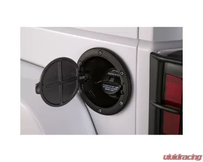 AMP Research Alloy Fuel Door, Black Aluminum - 07-18 Jeep Wrangler JK, 2 dr/4 dr Jeep Wrangler 2007-2018 - 73000-01A