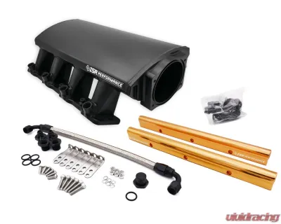 ISR Performance Fabricated Intake Manifold and Fuel Rail Kit - LS3 | L92 102MM Square port low profile - black - IS-LS3INT102