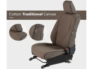 Escape Gear Traditional 100% Cotton Canvas Grey 2 Fronts Seat Covers w/ Airbags Land Rover Defender 90 | 110 | 130 1990-2007 - LDE1-CC-GR - Image 2