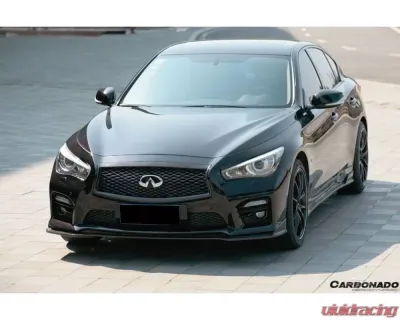 Carbonado Front Lip Spoiler for Infiniti Q50 Sedan 2014-2017, Carbon Fiber Finish - FGCF8346SN.FL