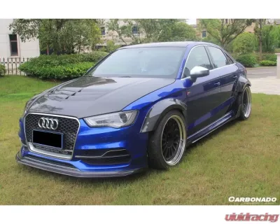 Carbonado CFRP BKSS Style Front Lip Audi S3 | A3 S-Line Sedan 2013-2016 - CF8369BKSS-FL