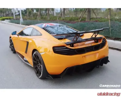 Carbonado Carbon Fiber Trunk Spoiler for McLaren 650S/12C 2011-2017, Black SS Finish - CF8002BKSSRZS-W