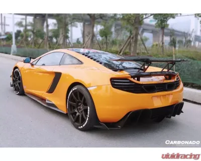 Carbonado Carbon Fiber Trunk Spoiler for McLaren 650S/12C 2011-2017, Black SS Finish - CF8002BKSSRZS-W
