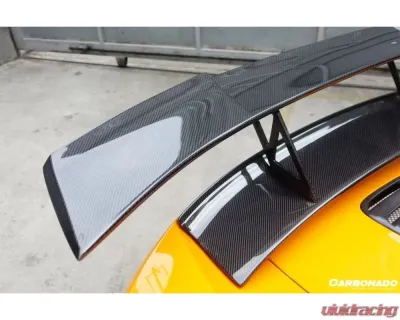 Carbonado Carbon Fiber Trunk Spoiler for McLaren 650S/12C 2011-2017, Black SS Finish - CF8002BKSSRZS-W