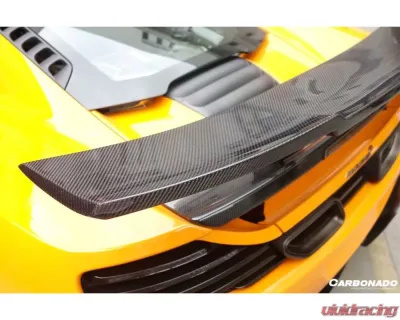 Carbonado Carbon Fiber Trunk Spoiler for McLaren 650S/12C 2011-2017, Black SS Finish - CF8002BKSSRZS-W