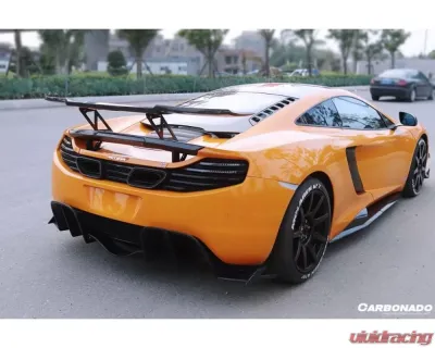 Carbonado Carbon Fiber Trunk Spoiler for McLaren 650S/12C 2011-2017, Black SS Finish - CF8002BKSSRZS-W