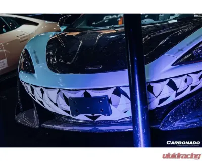 Carbonado CFRP 600LT Style Front Bumper Lip w/ Side Splitter McLaren 540C | 570S 2015-2020 - CF8007OE-FL
