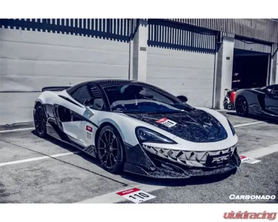 Carbonado CFRP 600LT Style Front Bumper Lip w/ Side Splitter McLaren 540C | 570S 2015-2020 - CF8007OE-FL