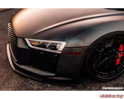 Carbonado CFRP VRS Style Front Lip for Audi R8 2016-2019, Carbon Fiber Finish - CF8358VRS-FL