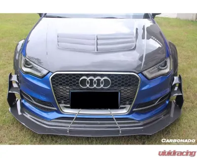 Carbonado CFRP BKSS Style Front Lip & Front Lip Under Board Audi S3 | A3 S-Line Sedan 2013-2016 - CF8369BKSS-2-FL