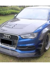 Carbonado CFRP BKSS Style Front Lip & Front Lip Under Board Audi S3 | A3 S-Line Sedan 2013-2016                                     - CF8369BKSS-2-FL - Image 9