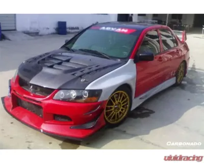 Carbonado CFRP VTX Style Hood for Mitsubishi Evo 2003-2006, Carbon Fiber Finish - CF8428VT.H