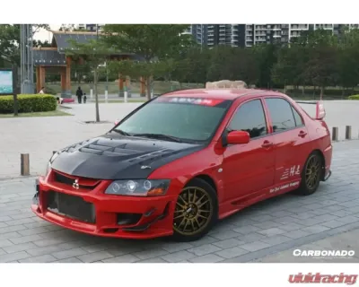 Carbonado CFRP VTX Style Hood for Mitsubishi Evo 2003-2006, Carbon Fiber Finish - CF8428VT.H