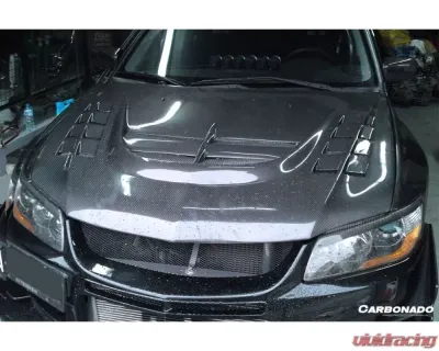 Carbonado CFRP VTX Style Hood for Mitsubishi Evo 2003-2006, Carbon Fiber Finish - CF8428VT.H