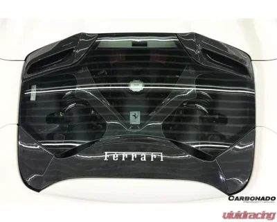 Carbonado DryCF Dry Engine Hood w/ Glass Ferrari 488 Spyder 2015-2019 - DRYCF9503CPO.EH