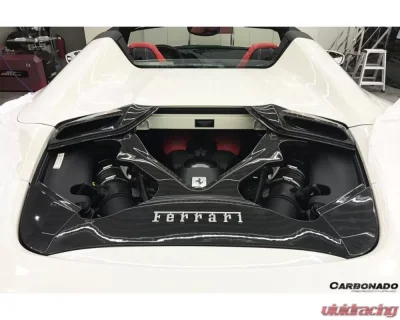 Carbonado DryCF Dry Engine Hood w/ Glass Ferrari 488 Spyder 2015-2019 - DRYCF9503CPO.EH