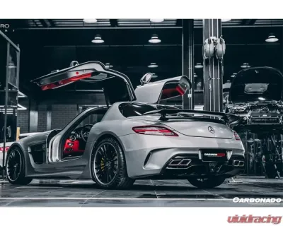Carbonado FGPCF BKSS Style Rear Bumper w/ Exhaust Mercedes Benz W197 SLS AMG 2010-2015 - FGPCF8515BLS-RB