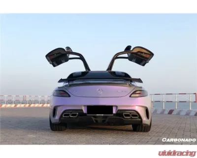 Carbonado FGPCF BKSS Style Rear Bumper w/ Exhaust Mercedes Benz W197 SLS AMG 2010-2015 - FGPCF8515BLS-RB