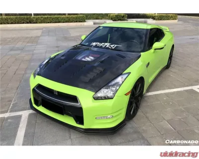 Carbonado DryCF NSM Style Partial Front Lip for Nissan GTR R35 2012-2016 - DRYCF8353NSM-2-FL
