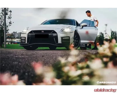 Carbonado CFRP Front Bumper for Nissan GTR R35 2017-2022 - Carbon Fiber Finish - CF8354NSMO-FB