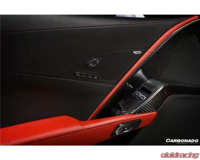 Carbonado DryCF Dry Interior Driver Window Switch Side Armrest Trim Chevrolet Corvette C7 Z06 Grandsport 2013-2019 - CF8993OEM-INTR-12L