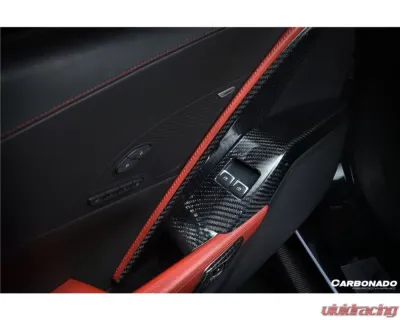 Carbonado DryCF Dry Interior Driver Window Switch Side Armrest Trim Chevrolet Corvette C7 Z06 Grandsport 2013-2019 - CF8993OEM-INTR-12L