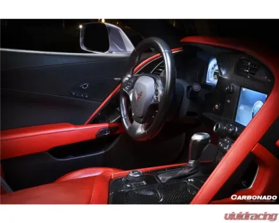Carbonado DryCF Dry Interior Driver Window Switch Side Armrest Trim Chevrolet Corvette C7 Z06 Grandsport 2013-2019 - CF8993OEM-INTR-12L