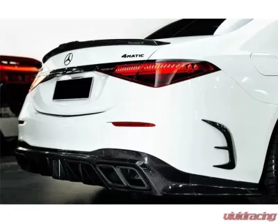 Carbonado FGDRYCF MSY Style Rear Lip w/ LED Light & Exhaust Tips Mercedes Benz S-Class W223 4Matic Sedan 2021+ - FGDRYCFOD-W223MSY-RL