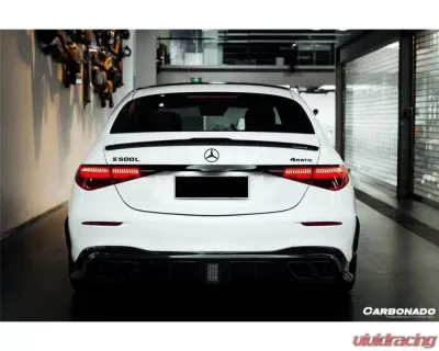 Carbonado FGDRYCF MSY Style Rear Lip w/ LED Light & Exhaust Tips Mercedes Benz S-Class W223 4Matic Sedan 2021+ - FGDRYCFOD-W223MSY-RL
