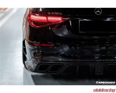 Carbonado FGDRYCF MSY Style Rear Lip w/ LED Light & Exhaust Tips Mercedes Benz S-Class W223 4Matic Sedan 2021+ - FGDRYCFOD-W223MSY-RL