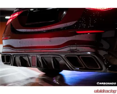 Carbonado FGDRYCF MSY Style Rear Lip w/ LED Light & Exhaust Tips Mercedes Benz S-Class W223 4Matic Sedan 2021+ - FGDRYCFOD-W223MSY-RL