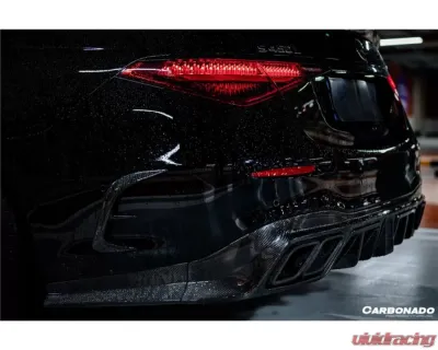 Carbonado FGDRYCF MSY Style Rear Lip w/ LED Light & Exhaust Tips Mercedes Benz S-Class W223 4Matic Sedan 2021+ - FGDRYCFOD-W223MSY-RL