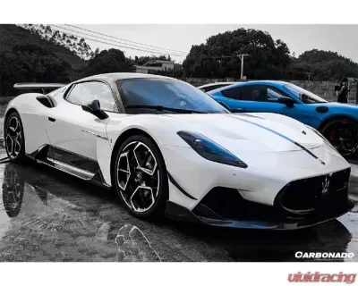 Carbonado DryCF SVD Style Dry Front Lip for Maserati MC20 2020+ - Carbon Fiber Finish - DRYCFODMC20SVD-FL