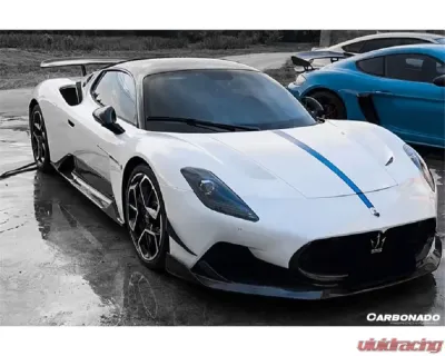 Carbonado DryCF SVD Style Dry Front Lip for Maserati MC20 2020+ - Carbon Fiber Finish - DRYCFODMC20SVD-FL