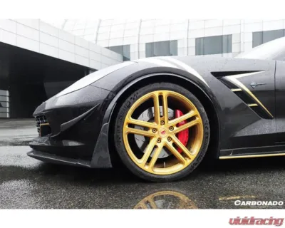 Carbonado CFRP Front Lip with Caps for Chevrolet Corvette Z06 2013-2019 - CF8994Z06OEM-3-FL-SET