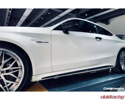 Carbonado CFRP Blue Side Skirts Extension Add On Lip Mercedes Benz W205 C63 S AMG Coupe 2015-2021 - BLUCF8509OEM-SSC