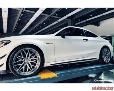 Carbonado CFRP Blue Side Skirts Extension Add On Lip Mercedes Benz W205 C63 S AMG Coupe 2015-2021 - BLUCF8509OEM-SSC