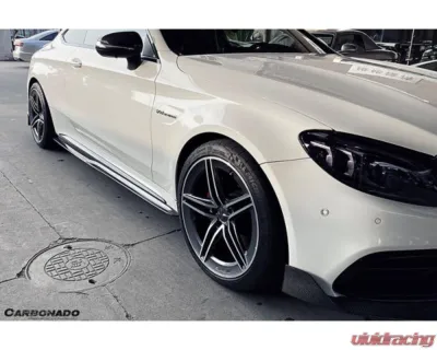 Carbonado CFRP Blue Side Skirts Extension Add On Lip Mercedes Benz W205 C63 S AMG Coupe 2015-2021 - BLUCF8509OEM-SSC