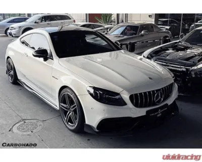 Carbonado CFRP Blue Side Skirts Extension Add On Lip Mercedes Benz W205 C63 S AMG Coupe 2015-2021 - BLUCF8509OEM-SSC