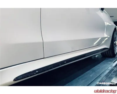 Carbonado CFRP Blue Side Skirts Extension Add On Lip Mercedes Benz W205 C63 S AMG Coupe 2015-2021 - BLUCF8509OEM-SSC