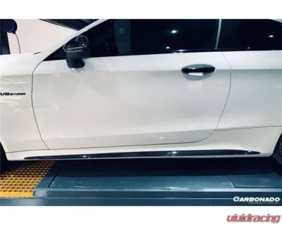 Carbonado CFRP Blue Side Skirts Extension Add On Lip Mercedes Benz W205 C63 S AMG Coupe 2015-2021 - BLUCF8509OEM-SSC