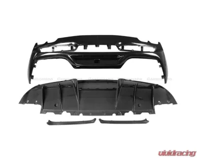 Carbonado DryPCF OE Style Rear Bumper w/ Diffuser Ferrari 296 GTB 2022+ - 1X1DRYPCF9508OE-RB