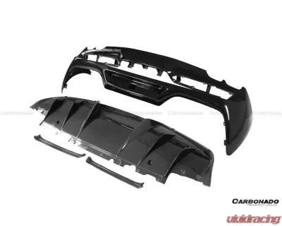 Carbonado DryPCF OE Style Rear Bumper w/ Diffuser Ferrari 296 GTB 2022+ - 1X1DRYPCF9508OE-RB