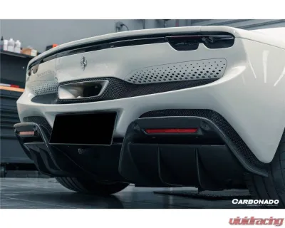 Carbonado DryPCF OE Style Rear Bumper w/ Diffuser Ferrari 296 GTB 2022+ - 1X1DRYPCF9508OE-RB