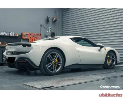 Carbonado DryPCF OE Style Rear Bumper w/ Diffuser Ferrari 296 GTB 2022+ - 1X1DRYPCF9508OE-RB