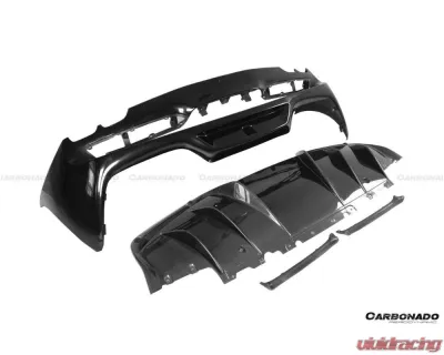 Carbonado DryPCF OE Style Rear Bumper w/ Diffuser Ferrari 296 GTB 2022+ - 1X1DRYPCF9508OE-RB