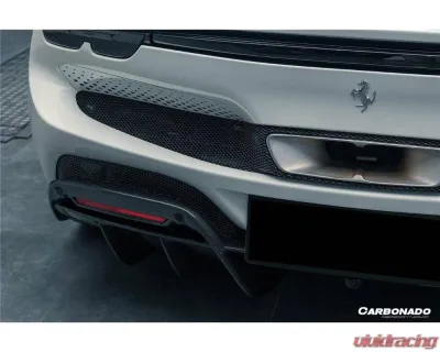 Carbonado DryPCF OE Style Rear Bumper w/ Diffuser Ferrari 296 GTB 2022+ - 1X1DRYPCF9508OE-RB