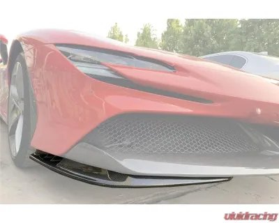 Carbonado DryCF OE Style Front Bumper Side Splitter Ferrari SF90 Stradale 2020+ - 1xIPIDRYCF9509OE-FLSS