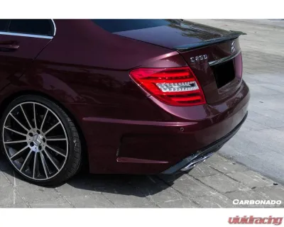 Carbonado FRP P Style Rear Bumper w/ Exhaust Tips Mercedes-Benz C-Class 2008-2014 - 3205PD-EXT-BK